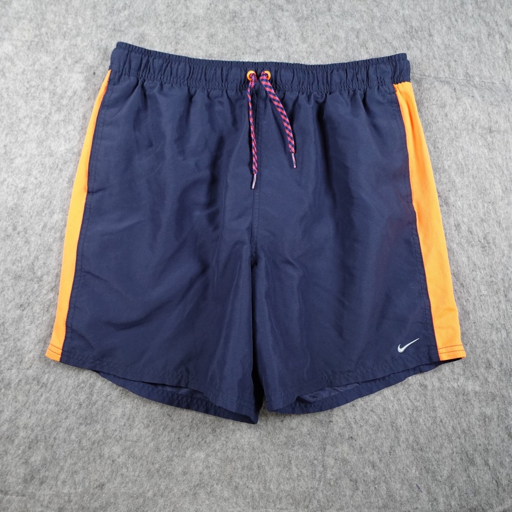 Nike Swim Trunks Mens Large Blue Orange Mesh Lined Shorts Volley 6" Hydra Void